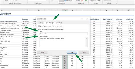 how to create a message in excel