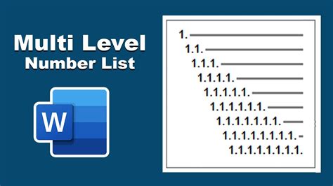 how to create a multi level numbered list in word