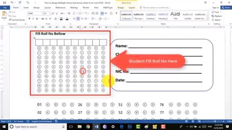 how to create a multiple choice test in word
