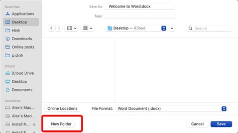 how to create a new folder in word for mac