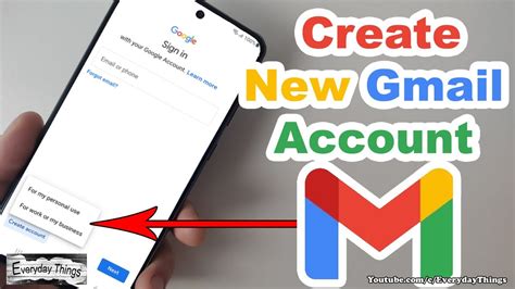 how to create a new gmail account on android phone