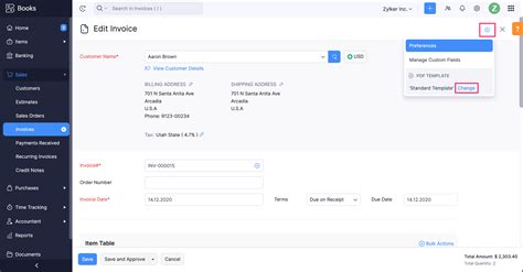 how to create a new invoice template in zoho books