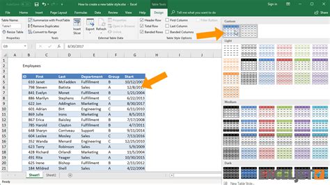 how to create a new table style in excel