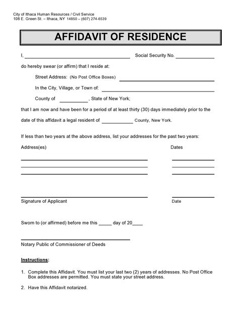 how to create a notarized affidavit of residency