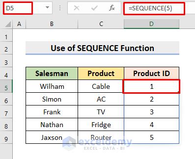 how to create a number sequence in excel