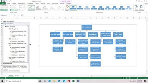 how to create a organizational chart in excel