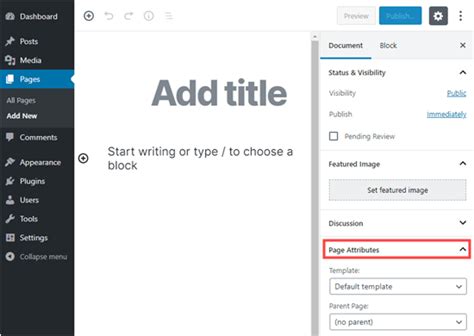 how to create a page content in wordpress