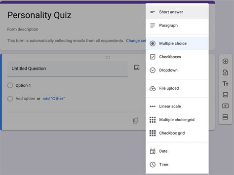 how to create a personality quiz on google forms