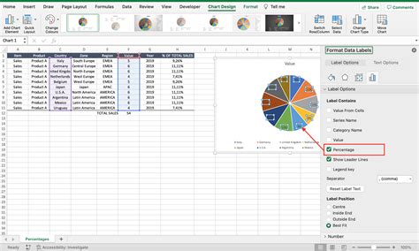 how to create a pie chart in excel with percentages