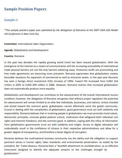 how to create a position paper sample