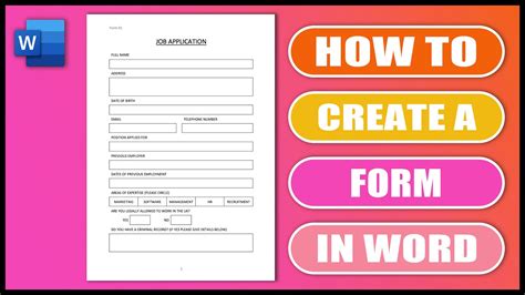 how to create a printable form in word