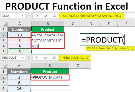 how to create a product formula in excel