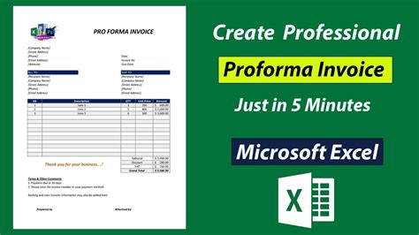 how to create a proforma invoice in excel