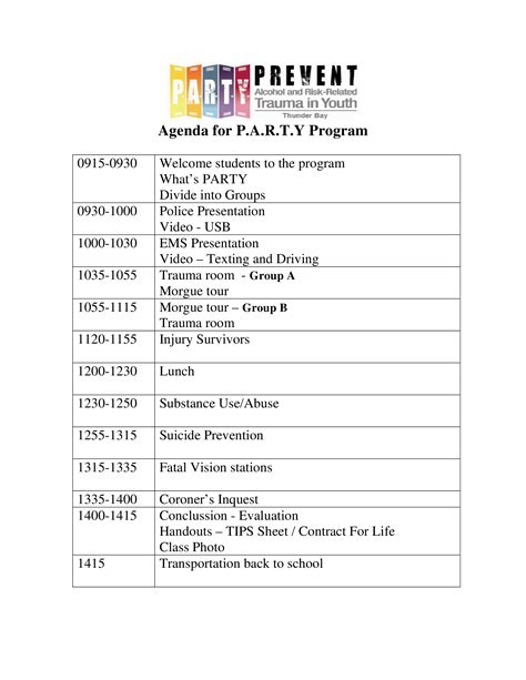 how to create a program agenda