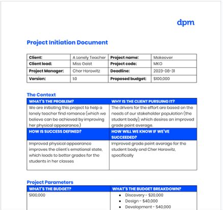 how to create a project initiation document