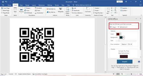 how to create a qr code for word document