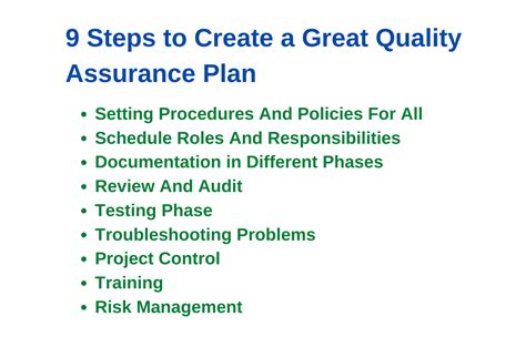 how to create a quality assurance plan