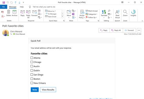 how to create a quick poll in outlook