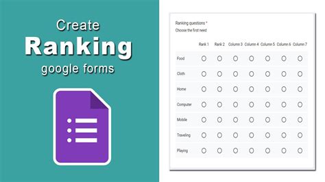 how to create a ranking question in microsoft forms