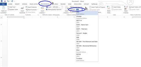 how to create a reference list in word