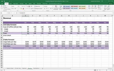 how to create a revenue model in excel