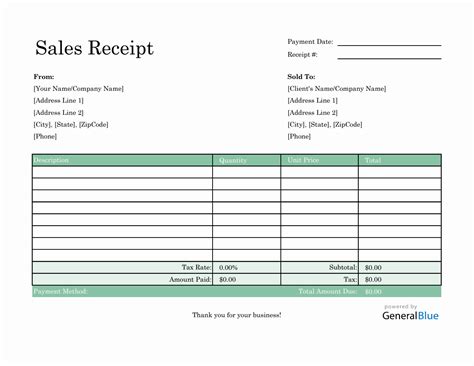 how to create a sales receipt in excel