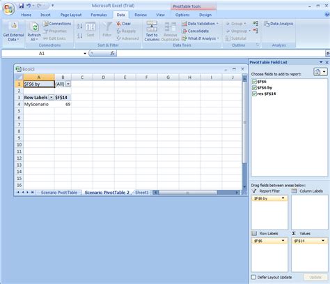 how to create a scenario pivot table report in excel