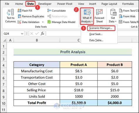 how to create a scenario toggle in excel
