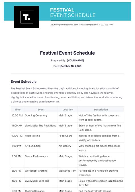how to create a schedule for an event