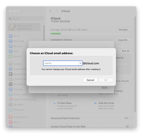 how to create a second icloud email address on mac