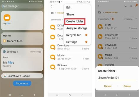 how to create a secret folder on android phone