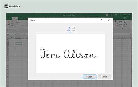 how to create a signature in excel
