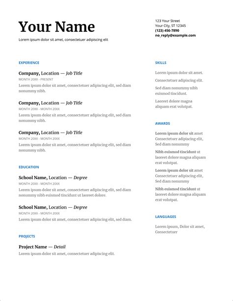 how to create a simple cv in word