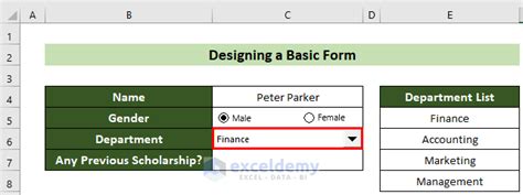 how to create a simple form in excel