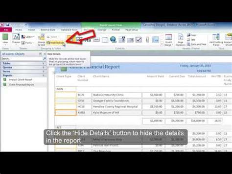 how to create a summary report in access