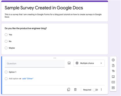 how to create a survey on google docs