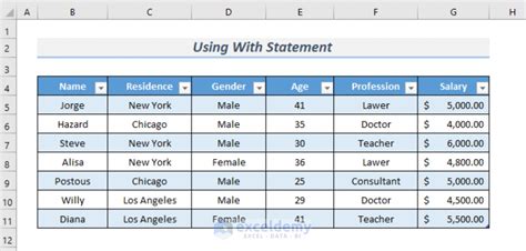 how to create a table in excel with header
