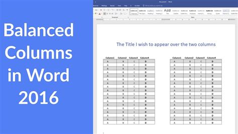 how to create a table in word with multiple columns