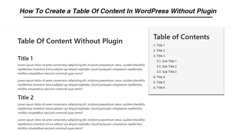 how to create a table of content in wordpress