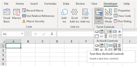 how to create a text field in excel
