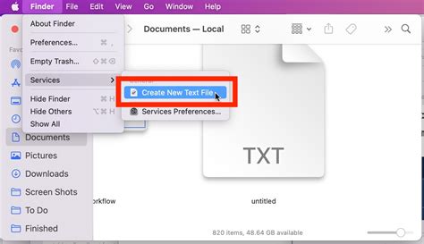 how to create a text file on macbook pro