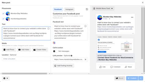 how to create a text link in a facebook post