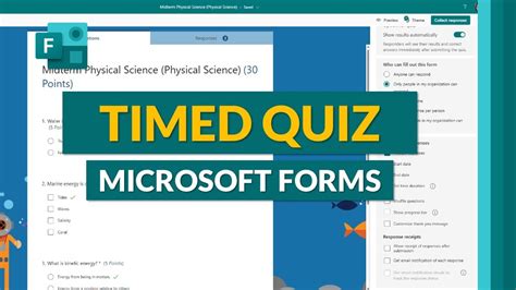 how to create a timed quiz in microsoft forms
