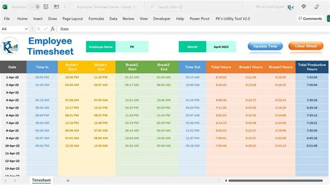 how to create a timesheet in excel step by step