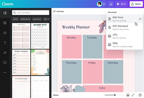 how to create a timetable in canva