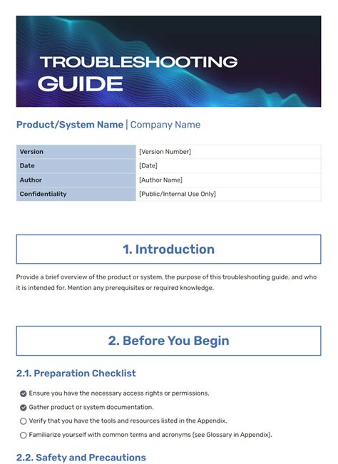 how to create a troubleshooting guide template