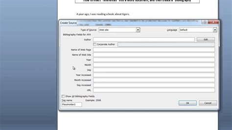 how to create a website source in word