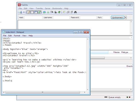 how to create a website using notepad