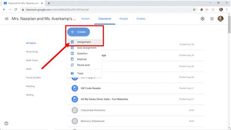 how to create a writing assignment in google classroom
