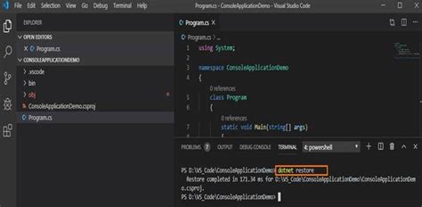 how to create ac console application in visual studio code
